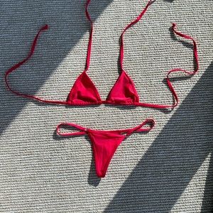 Red micro bikini